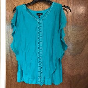 Teal Blouse with connected underblouse